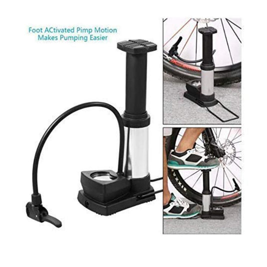 Foot & Hand Air Pump with Built-in Pressure Gauge | Portable Manual Air Inflator for Bicycle Tires, Sports Balls, Air Mattresses & Inflatables