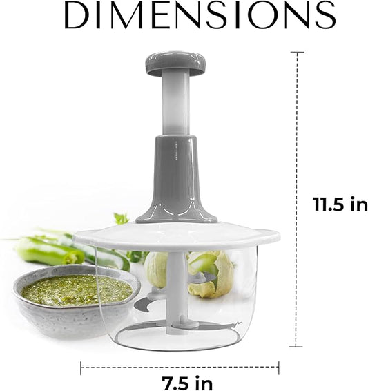 2L Manual Vegetable Chopper & Meat Mincer – Hand Press Food Processor for Onion, Garlic, Herbs, Fruits & Vegetables