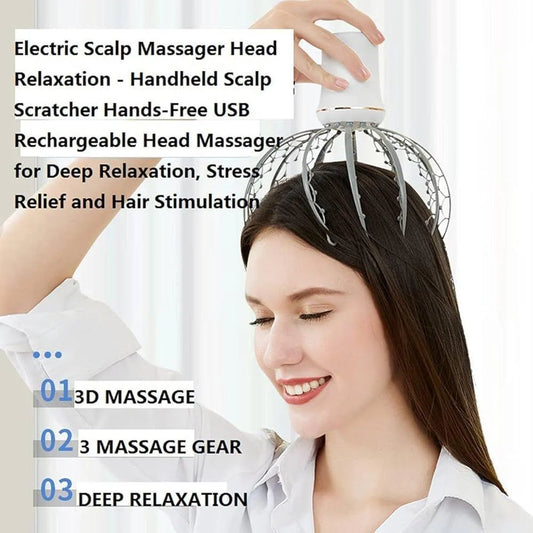 Portable Electric 12-Claw Head Massager – Octopus Scalp Massager, Vibrating Head Massage Relaxation Device & Personal Care Massager