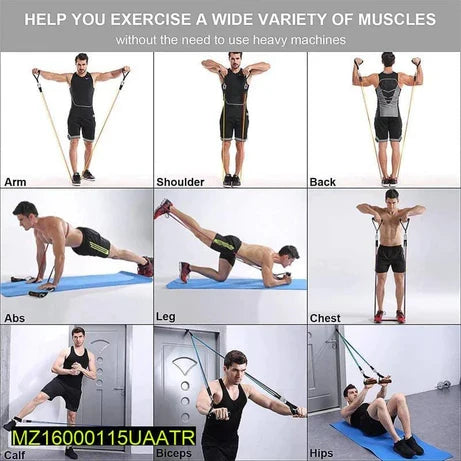 11 Piece Adjustable Resistance Band Set with Handles & Door Anchor – Full Body Home Gym Workout Kit for Strength Training, Yoga & Fitness