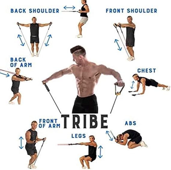 11 Piece Adjustable Resistance Band Set with Handles & Door Anchor – Full Body Home Gym Workout Kit for Strength Training, Yoga & Fitness