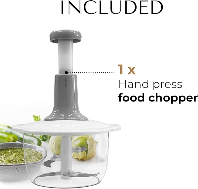 2L Manual Vegetable Chopper & Meat Mincer – Hand Press Food Processor for Onion, Garlic, Herbs, Fruits & Vegetables