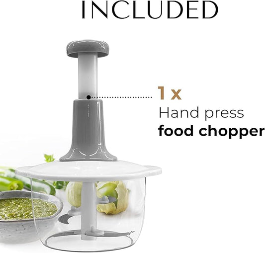 2L Manual Vegetable Chopper & Meat Mincer – Hand Press Food Processor for Onion, Garlic, Herbs, Fruits & Vegetables