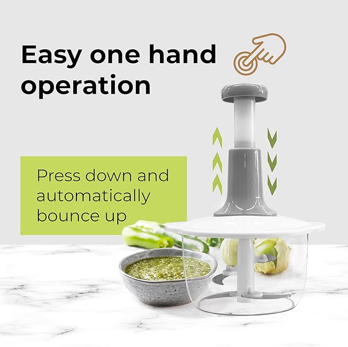 2L Manual Vegetable Chopper & Meat Mincer – Hand Press Food Processor for Onion, Garlic, Herbs, Fruits & Vegetables