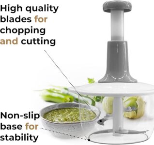2L Manual Vegetable Chopper & Meat Mincer – Hand Press Food Processor for Onion, Garlic, Herbs, Fruits & Vegetables