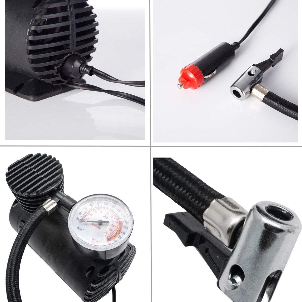 Portable Mini Air Compressor Pump DC 12V 300 PSI | Car Tire Inflator Air Pump for Cars, Motorcycles, Bicycles & Sports Balls