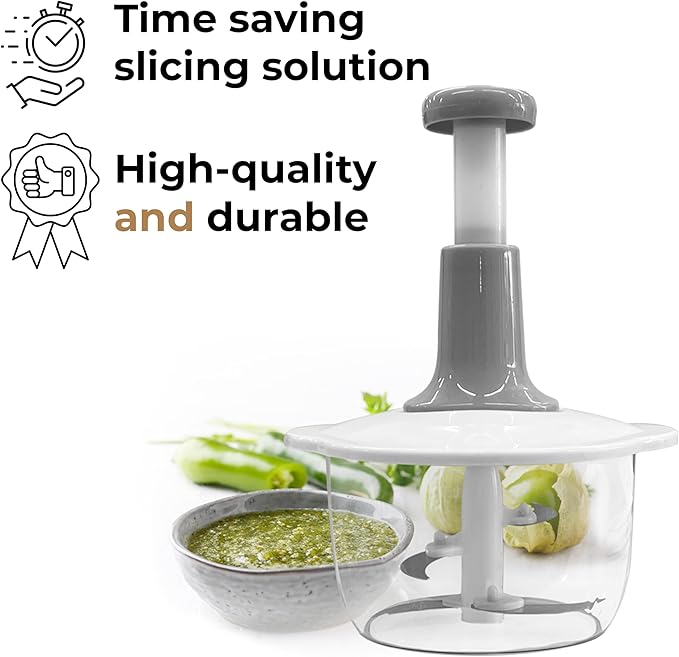 2L Manual Vegetable Chopper & Meat Mincer – Hand Press Food Processor for Onion, Garlic, Herbs, Fruits & Vegetables