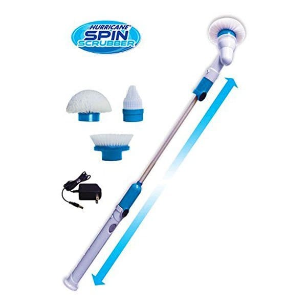 Electric Spin Scrubber Cordless Cleaning Brush | 360° Power Scrubber with Extension Arm & 3 Replaceable Heads