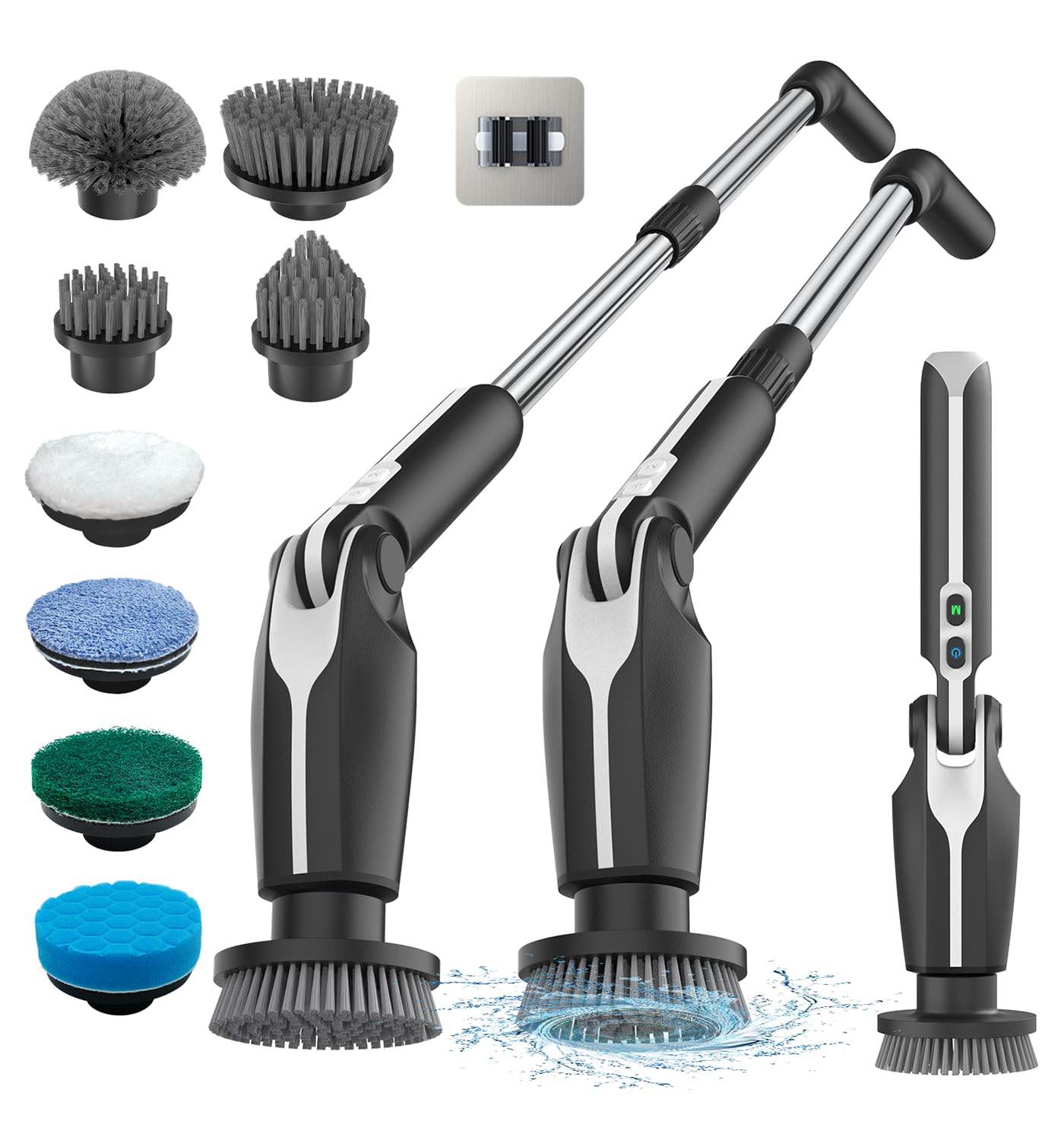 Electric Spin Scrubber Cordless Cleaning Brush | 360° Power Scrubber with Extension Arm & 3 Replaceable Heads
