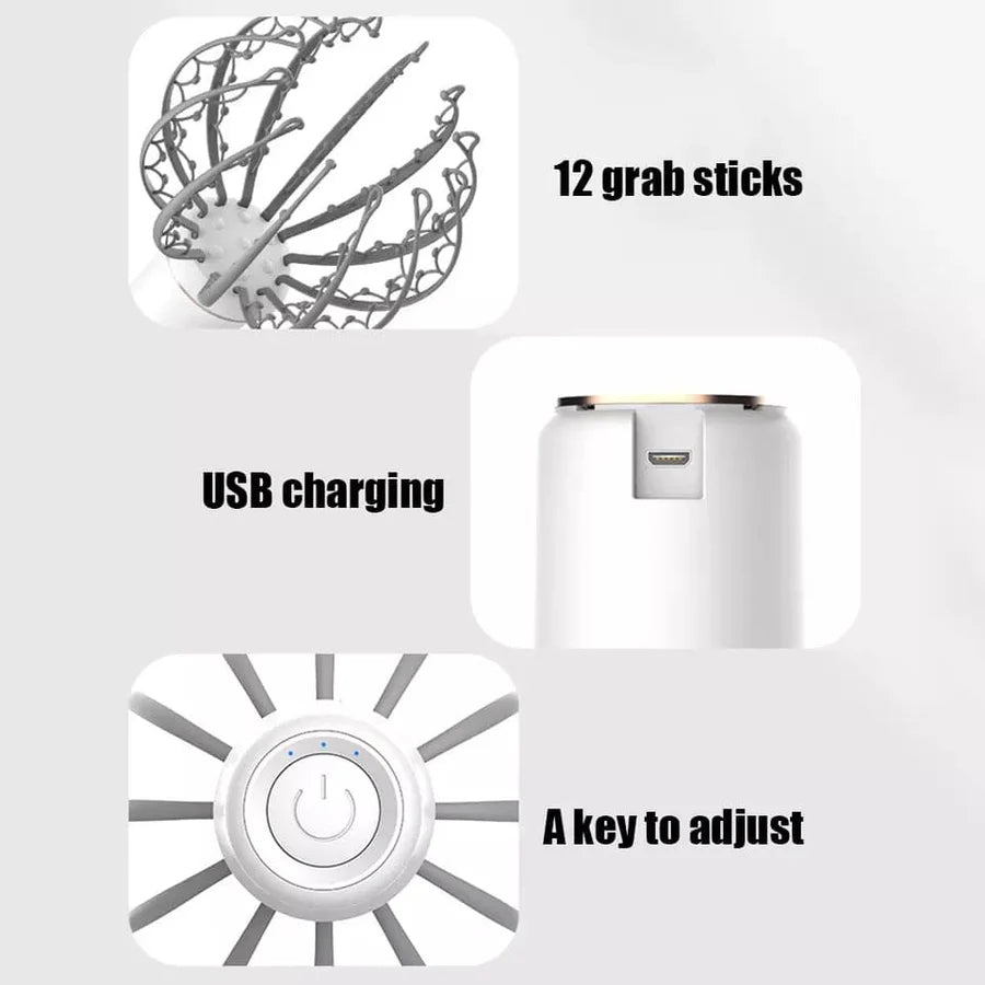 Portable Electric 12-Claw Head Massager – Octopus Scalp Massager, Vibrating Head Massage Relaxation Device & Personal Care Massager