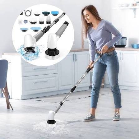 Electric Spin Scrubber Cordless Cleaning Brush | 360° Power Scrubber with Extension Arm & 3 Replaceable Heads