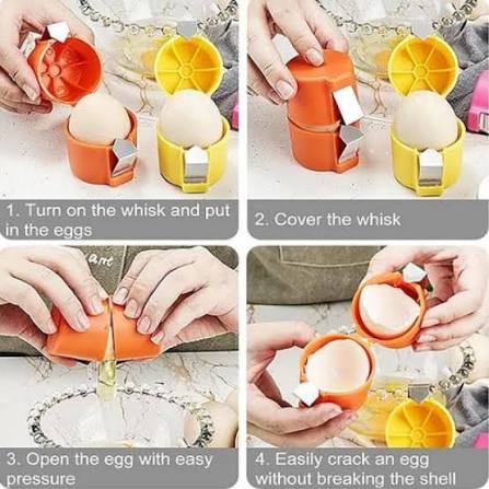 Multifunctional Egg Shell Opener Beater Separator Cutter | 4-in-1 Egg Cracker & Yolk Separator Kitchen Baking Tool