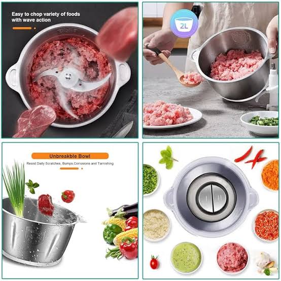 2L Manual Vegetable Chopper & Meat Mincer – Hand Press Food Processor for Onion, Garlic, Herbs, Fruits & Vegetables