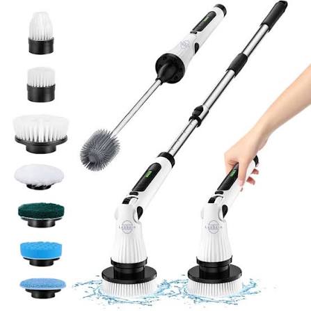 Electric Spin Scrubber Cordless Cleaning Brush | 360° Power Scrubber with Extension Arm & 3 Replaceable Heads