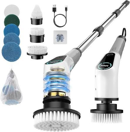 Electric Spin Scrubber Cordless Cleaning Brush | 360° Power Scrubber with Extension Arm & 3 Replaceable Heads
