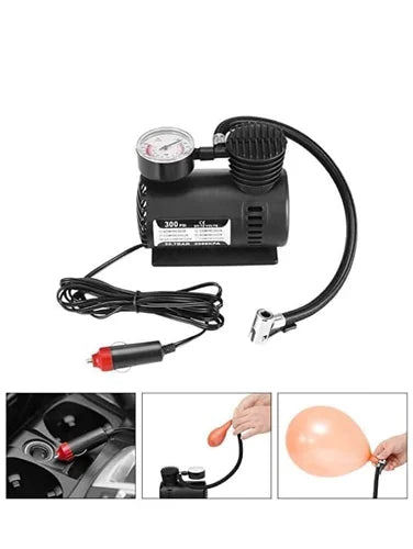 Portable Mini Air Compressor Pump DC 12V 300 PSI | Car Tire Inflator Air Pump for Cars, Motorcycles, Bicycles & Sports Balls
