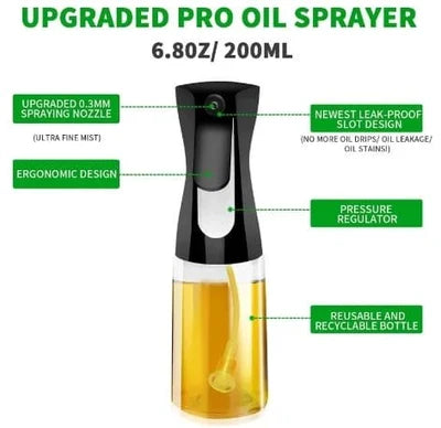 200ml Oil Sprayer Bottle for Cooking – High Pressure Olive Oil Mister Spray Bottle, Refillable Kitchen BBQ Sauce Sprayer