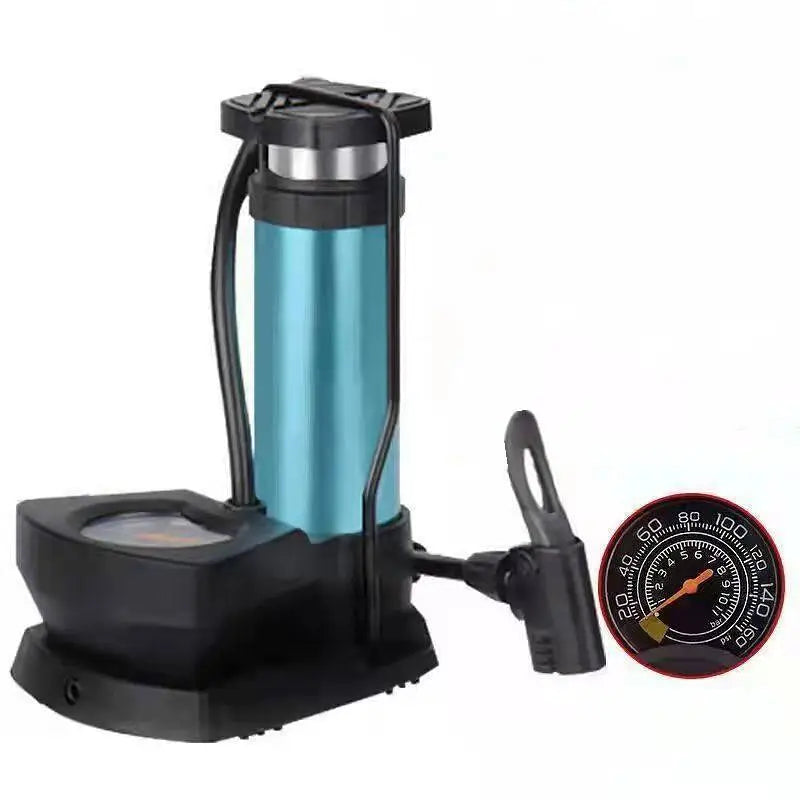 Foot & Hand Air Pump with Built-in Pressure Gauge | Portable Manual Air Inflator for Bicycle Tires, Sports Balls, Air Mattresses & Inflatables