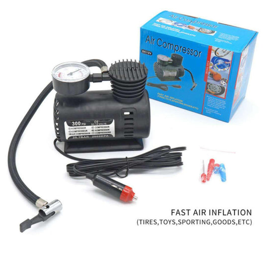 Portable Mini Air Compressor Pump DC 12V 300 PSI | Car Tire Inflator Air Pump for Cars, Motorcycles, Bicycles & Sports Balls